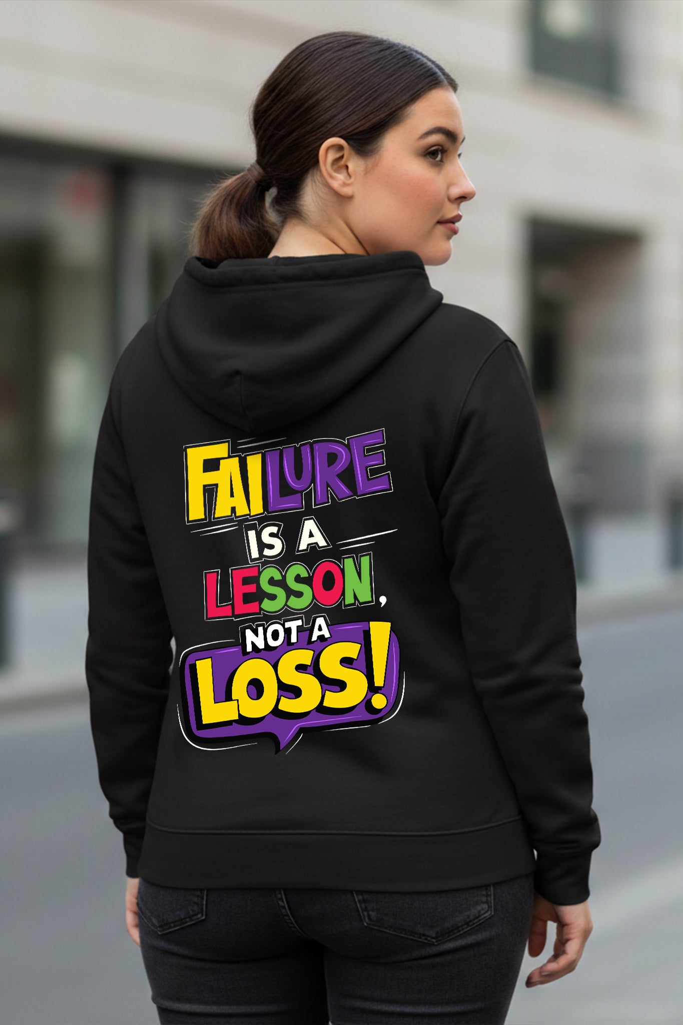KRAZYKIND Failure Hoodie shown on a hanger with a casual fit, featuring a front graphic design and soft fabric texture.
