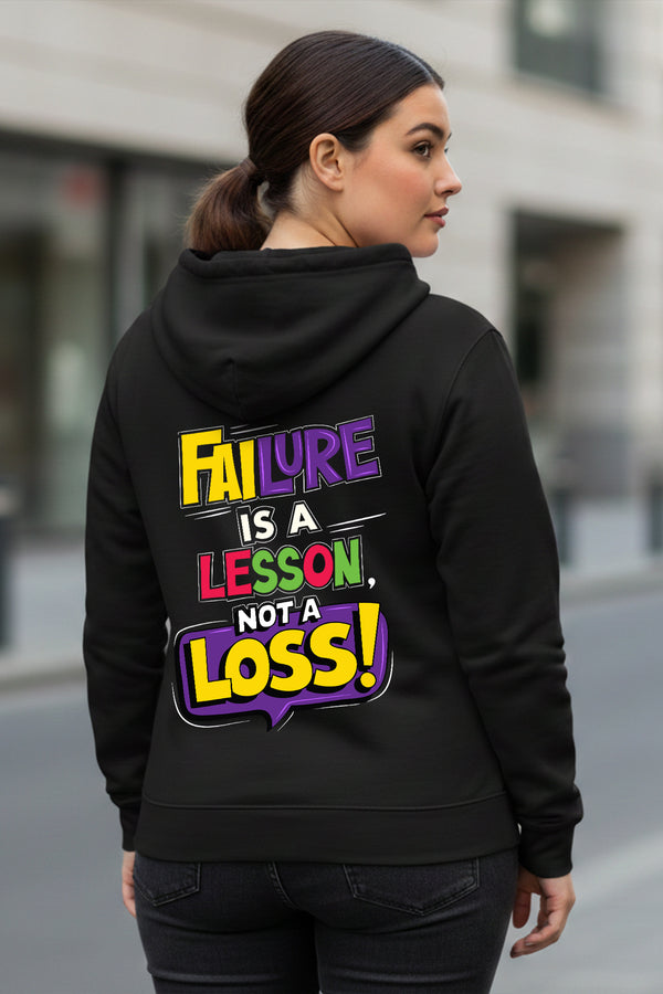 KRAZYKIND Failure Hoodie shown on a hanger with a casual fit, featuring a front graphic design and soft fabric texture.