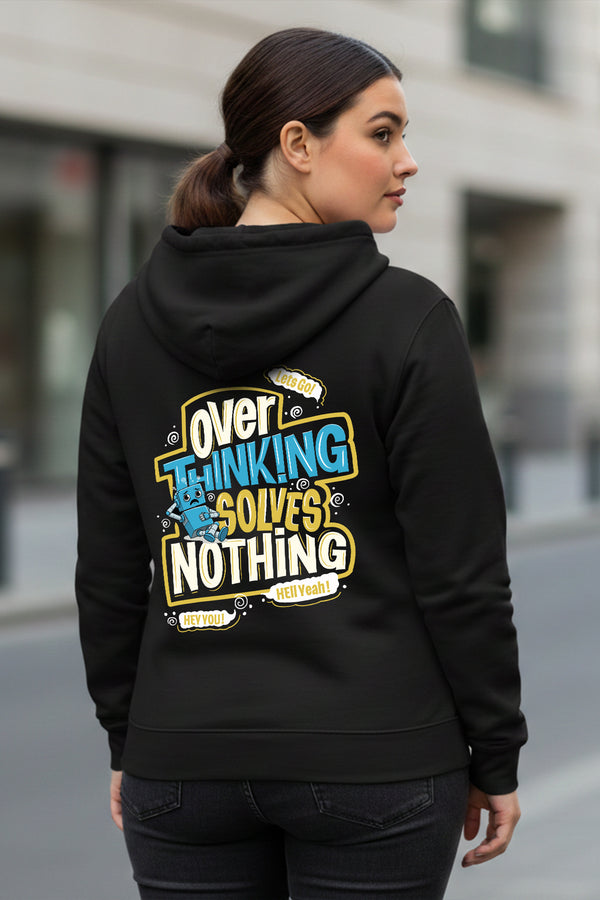 KRAZYKIND Overthinking Hoodie in soft fabric, featuring a relaxed fit and bold overthinking graphic print on the front.