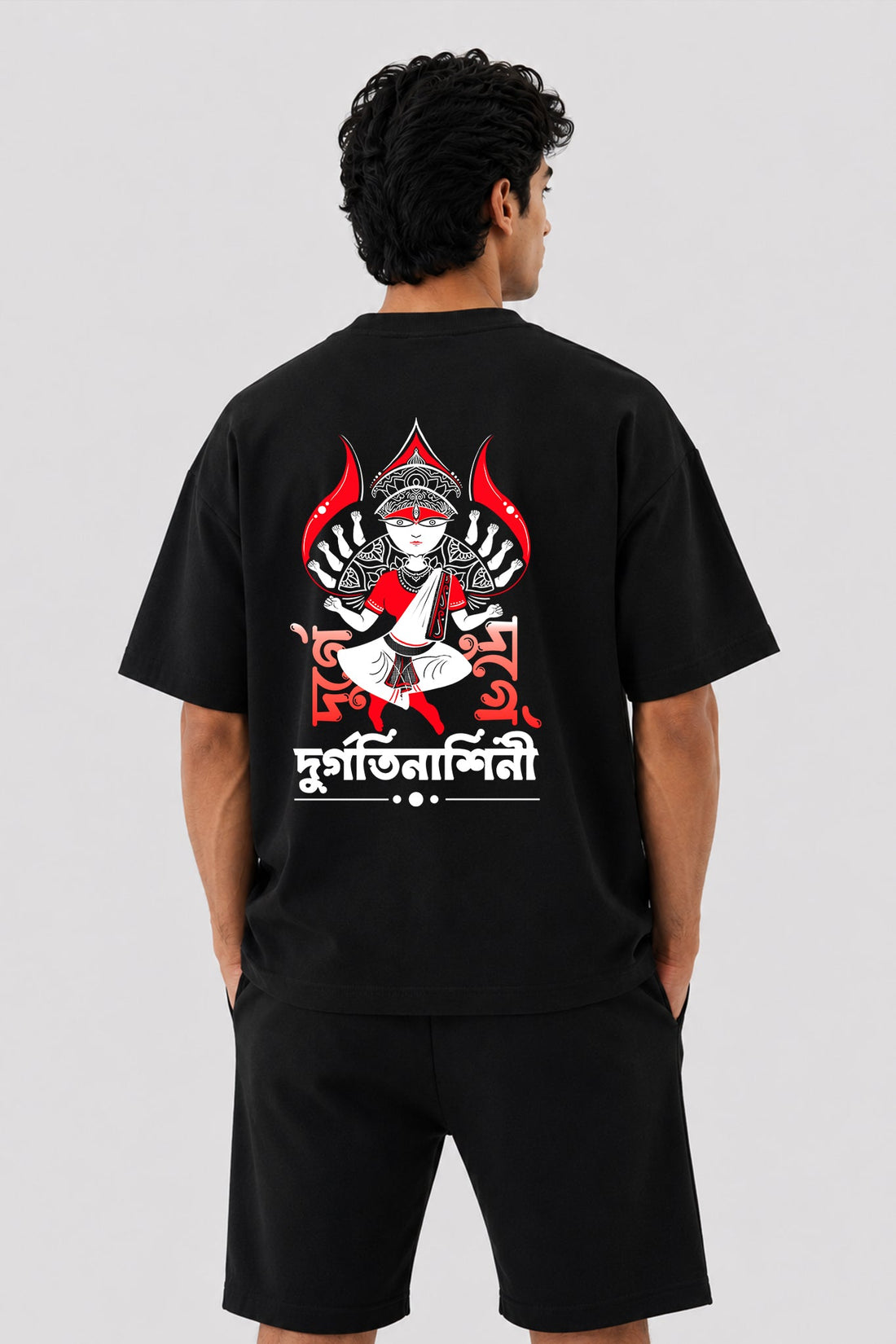 Durgoti Nashini | Oversized Black Cotton T-Shirt for Men | Krazy Kind KRAZYKIND