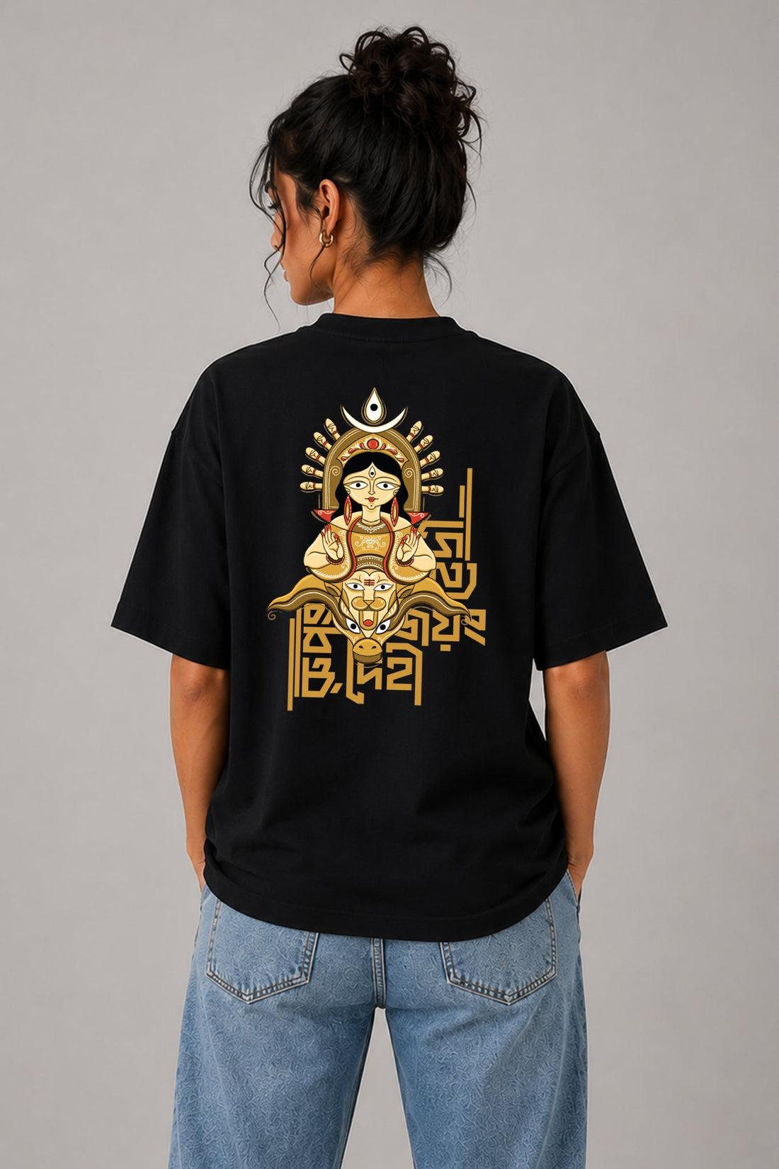 Rupom Dehi, Joyong Dehi | Oversized Black Cotton T-Shirt for Women | Krazy Kind KRAZYKIND