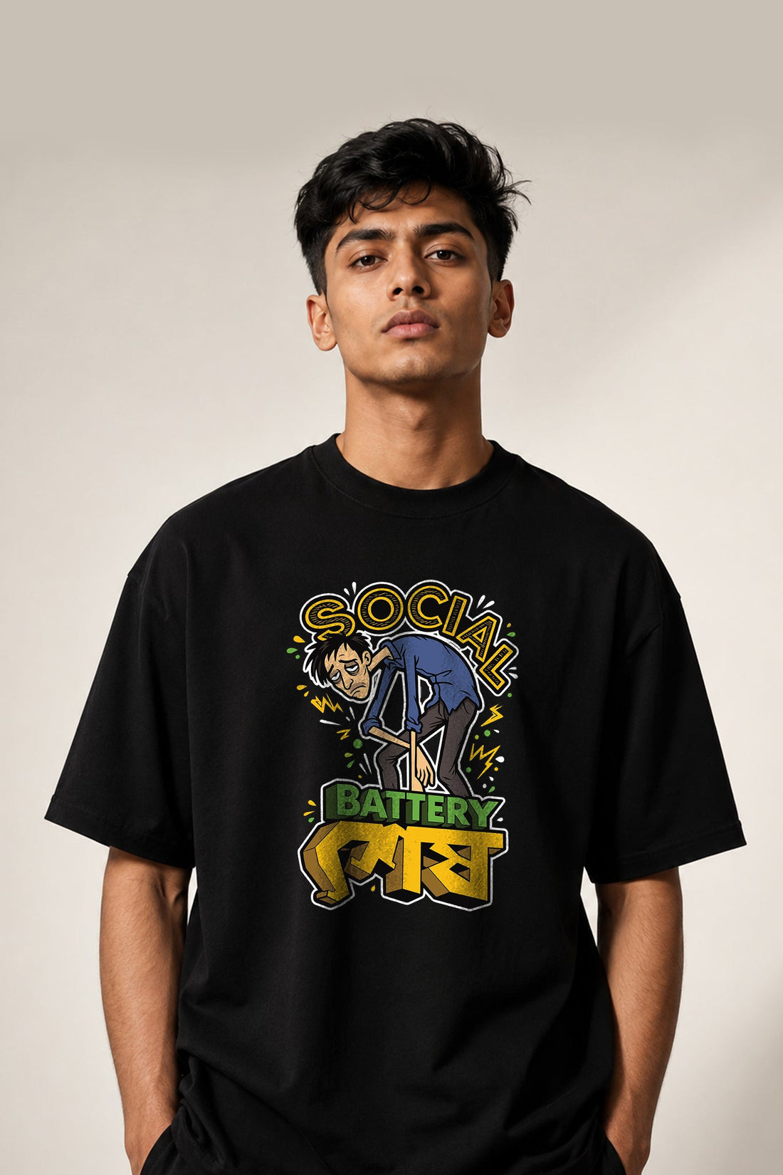 Laydh Lifestyle| Oversized Black Cotton T-Shirt for Women | Krazy Kind KRAZYKIND