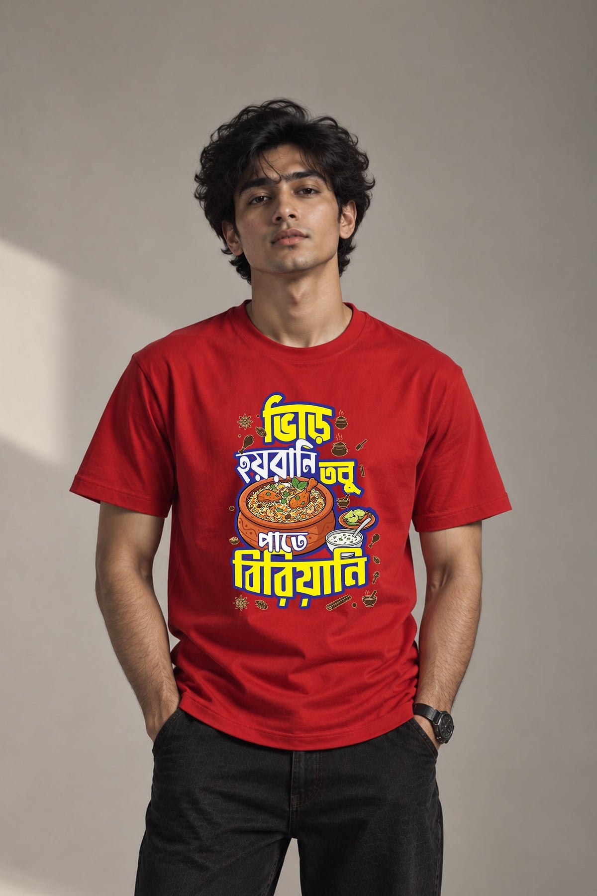 Vir-e Hoyrani, Tobu Biryani | Regular Cotton T-Shirt for Men | Krazy Kind KRAZYKIND