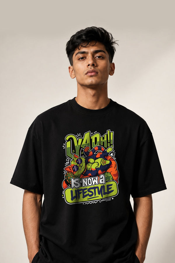 Laydh Lifestyle| Oversized Black Cotton T-Shirt for Men | Krazy Kind KRAZYKIND