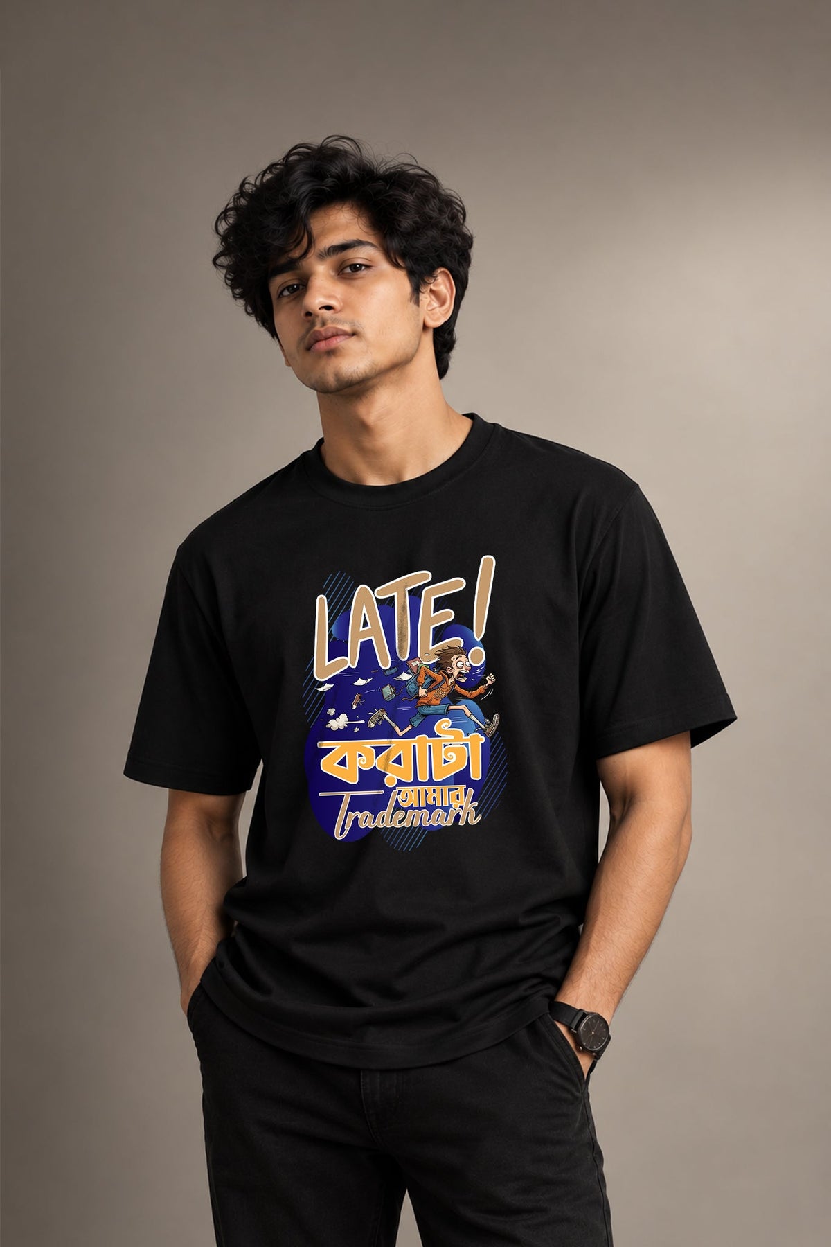 Abar Late | Regular Cotton T-Shirt for Men | Krazy Kind KRAZYKIND