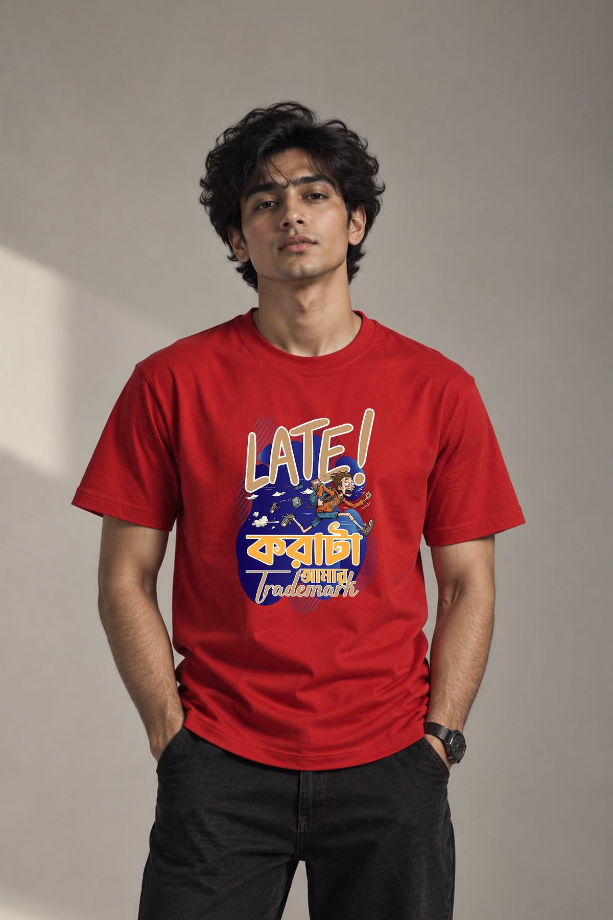 Abar Late | Regular Cotton T-Shirt for Men | Krazy Kind KRAZYKIND