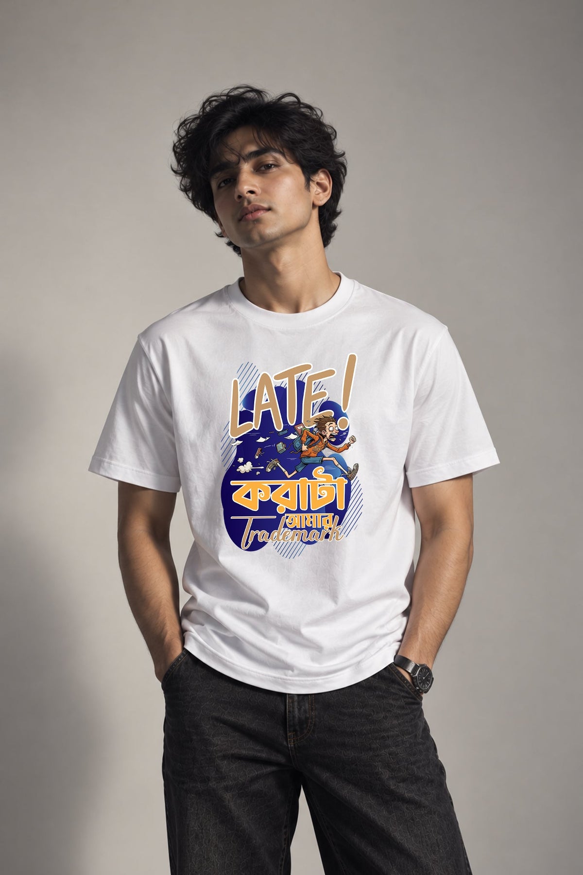 Abar Late | Regular Cotton T-Shirt for Men | Krazy Kind KRAZYKIND