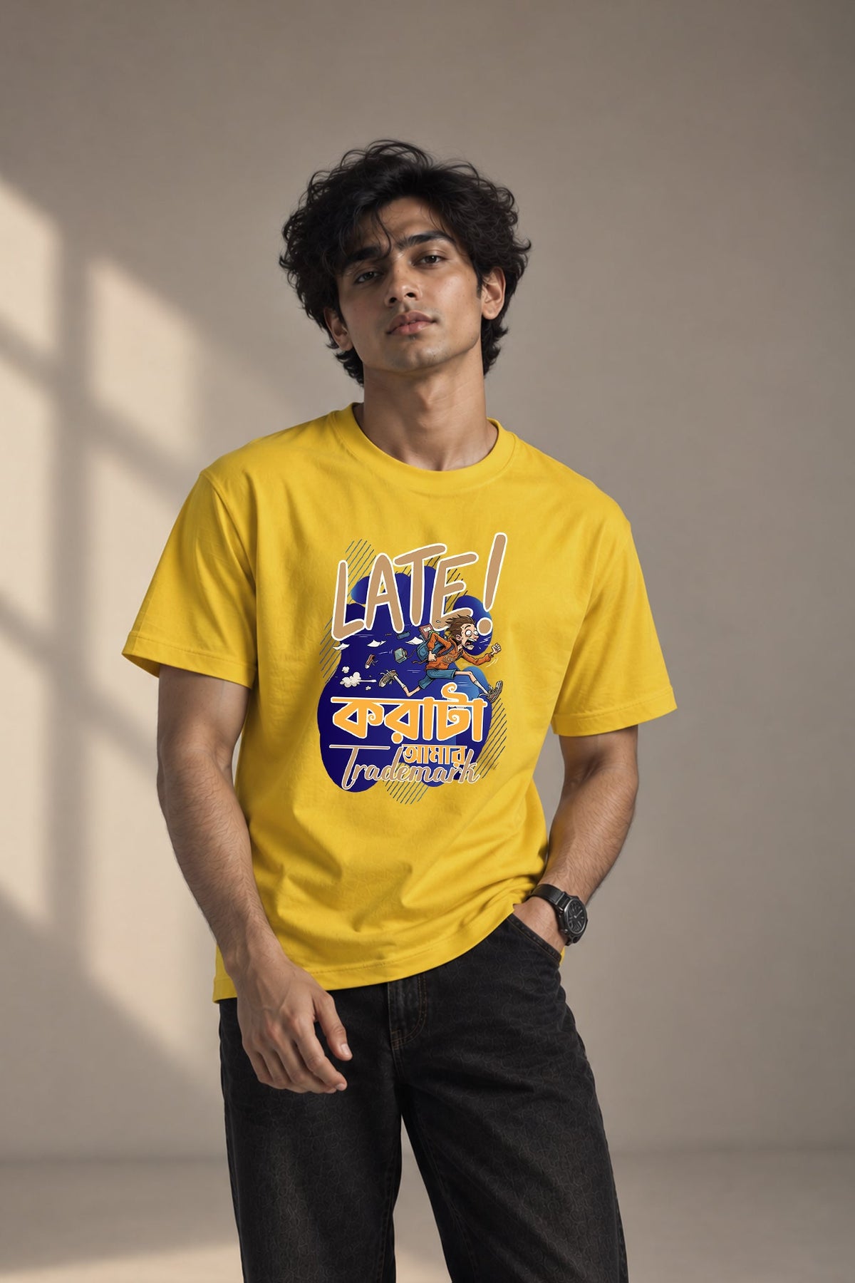 Abar Late | Regular Cotton T-Shirt for Men | Krazy Kind KRAZYKIND