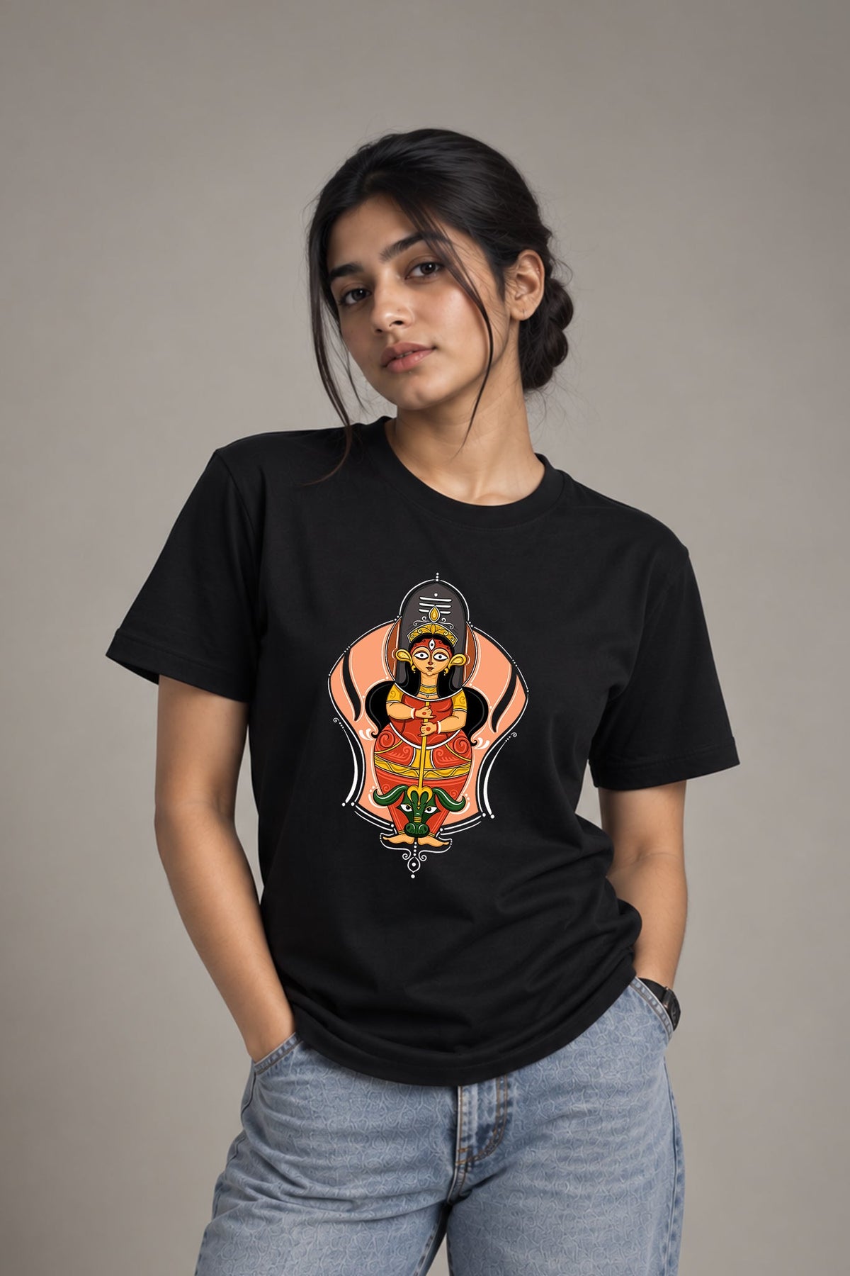 Mohishashur Mordini | Regular Cotton T-Shirt for Women | Krazy Kind KRAZYKIND