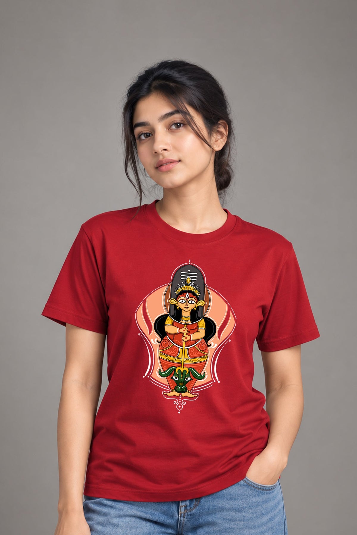 Mohishashur Mordini | Regular Cotton T-Shirt for Women | Krazy Kind KRAZYKIND