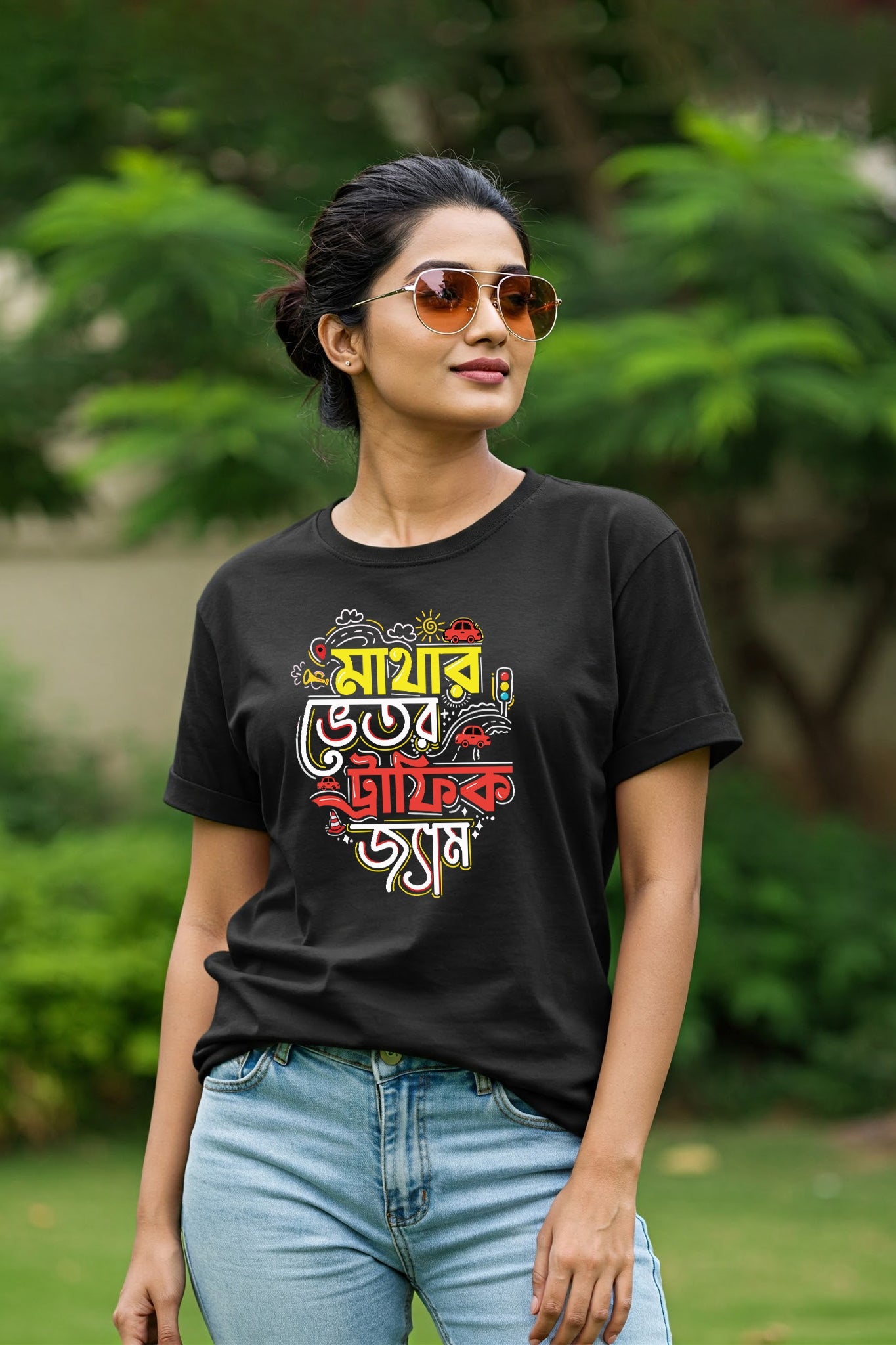 Matha-y Traffic Jam| Regular Cotton T-Shirt for Women | Krazy Kind KRAZYKIND