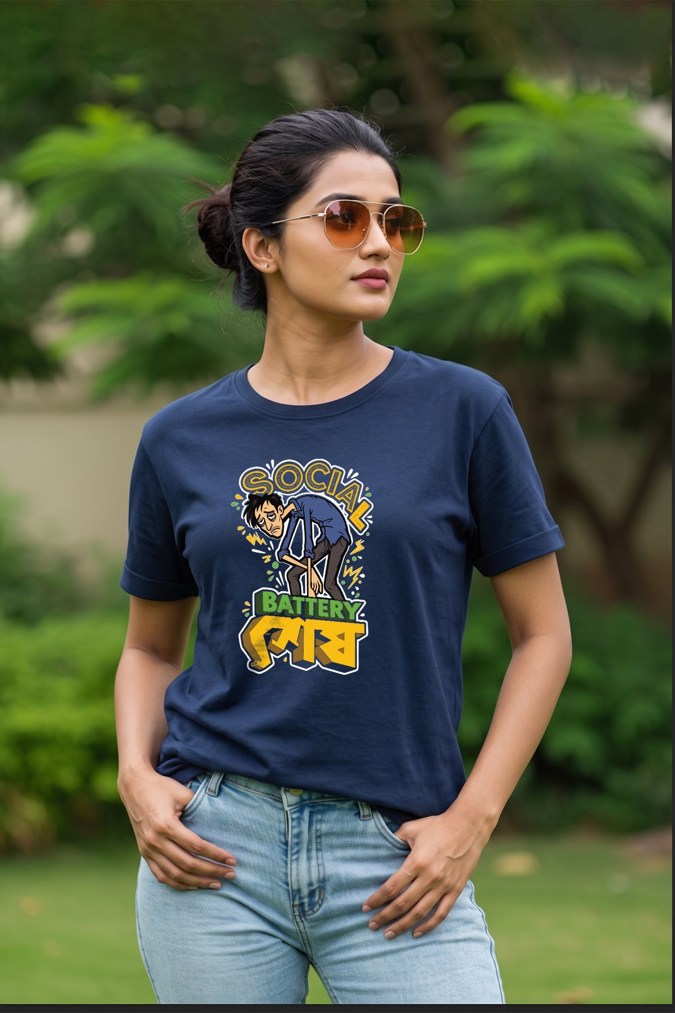Battery Ses | Regular Black Cotton T-Shirt for Women | Krazy Kind KRAZYKIND