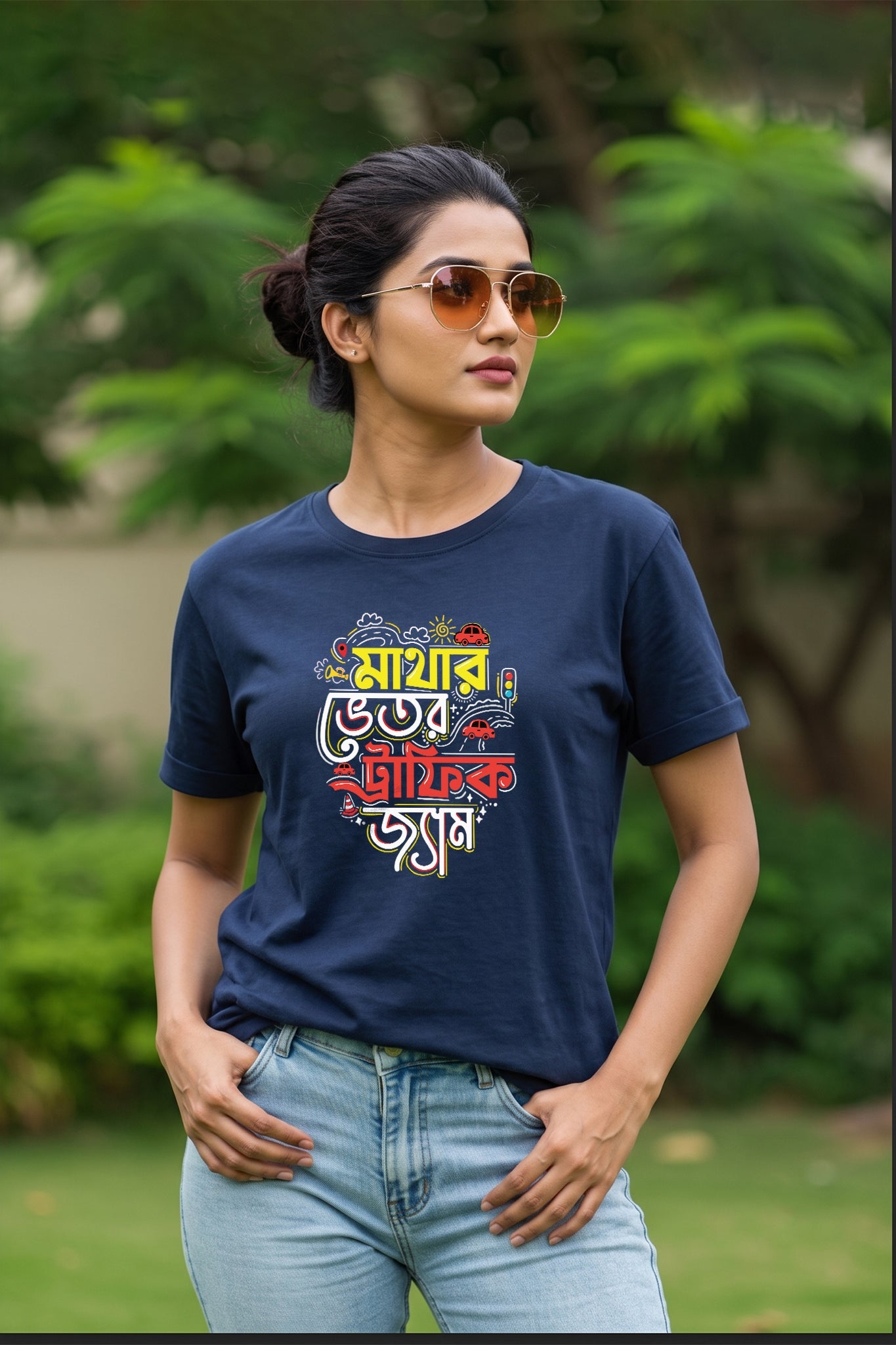 Matha-y Traffic Jam| Regular Cotton T-Shirt for Women | Krazy Kind KRAZYKIND