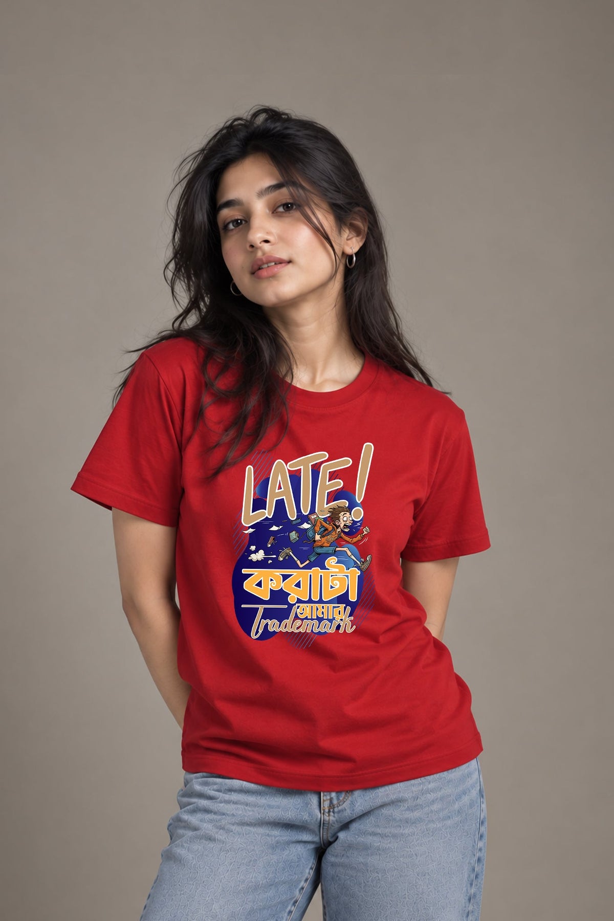 Abar Late | Regular Cotton T-Shirt for Women | Krazy Kind KRAZYKIND
