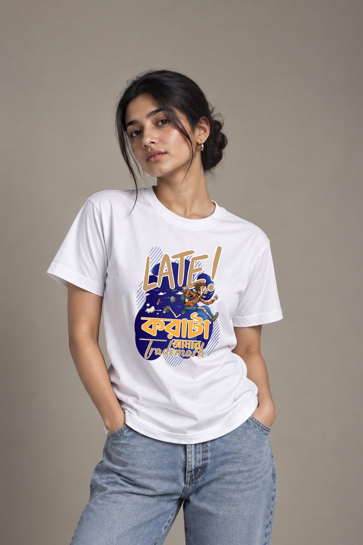 Abar Late | Regular Cotton T-Shirt for Women | Krazy Kind KRAZYKIND