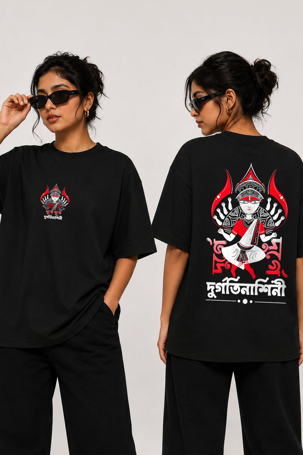 Durgoti Nashini | Oversized Black Cotton T-Shirt for Women | Krazy Kind KRAZYKIND