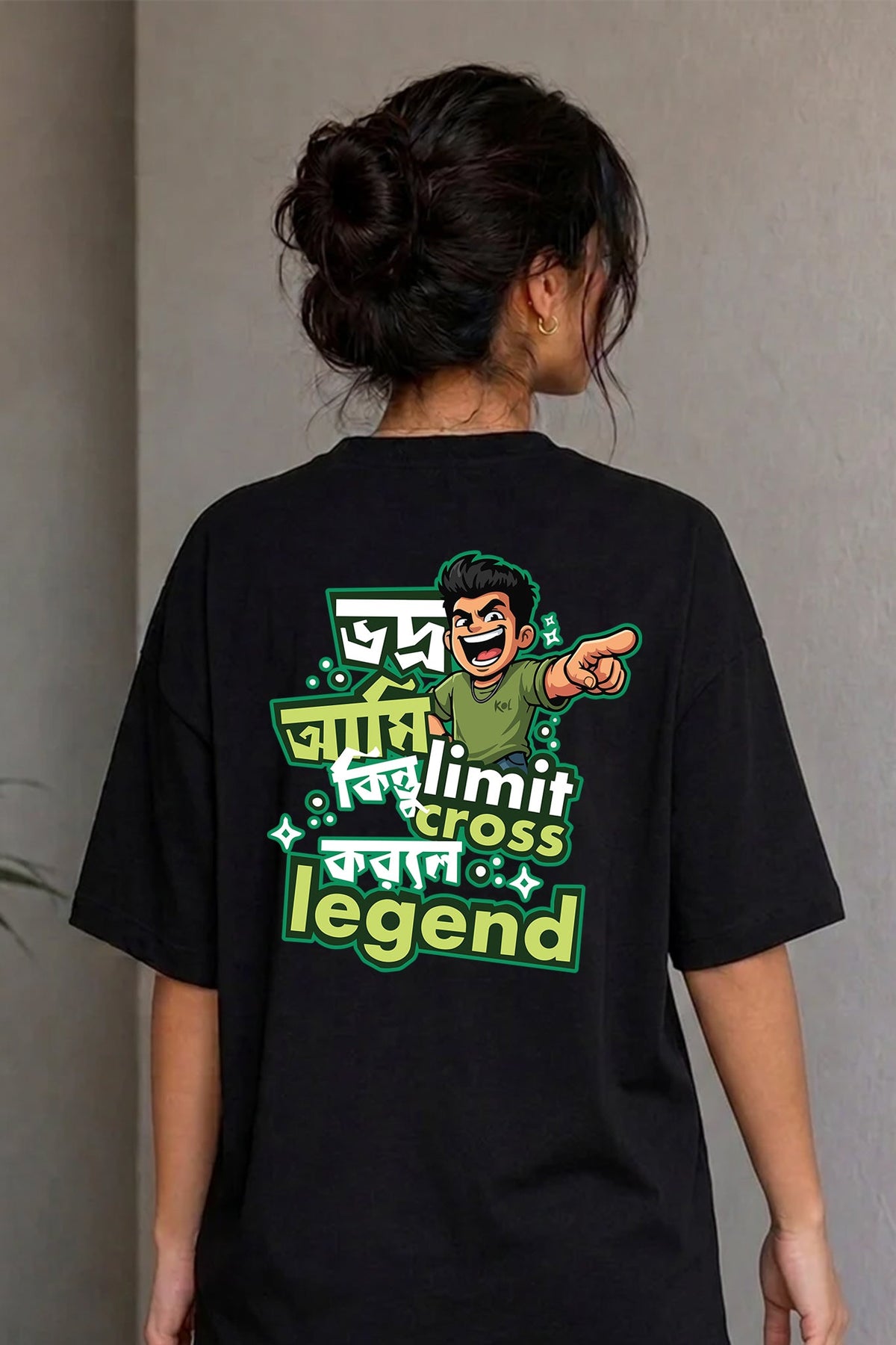 Ami Vodro| Oversized Black Cotton T-Shirt for Women | Krazy Kind KRAZYKIND