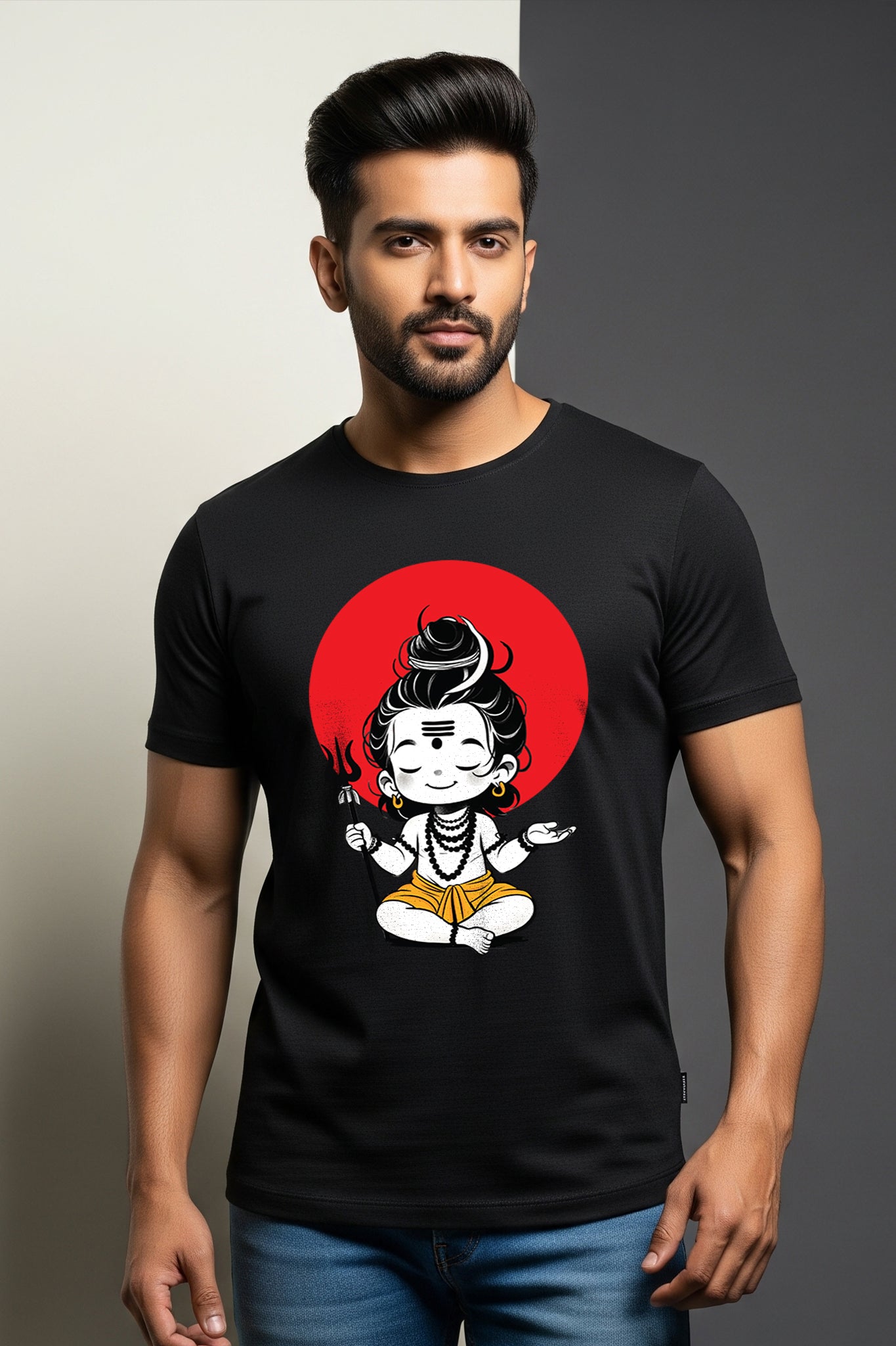 Black Bhole Baba statue by KRAZYKIND featuring a man-shaped figure with traditional attire and spiritual expression.