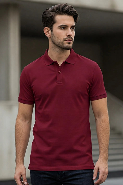 Maroon KRAZYKIND polo shirt with a classic collar and short sleeves, displayed on a neutral background.