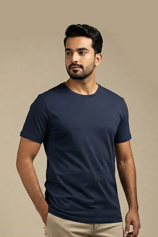 Navy blue T-shirt by KRAZYKIND, featuring a comfortable fit and simple design, shown on a plain background.